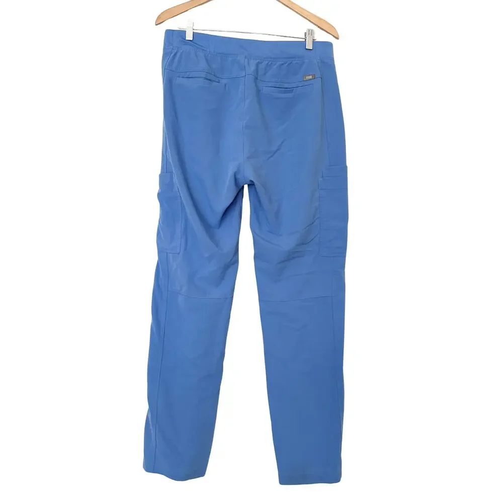 FIGS Axim Scrub Blue Straight Pants Mens Large Pockets Drawstring Uniform Nurse